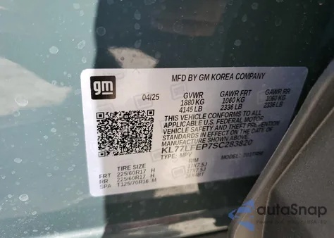 2025 Chevrolet Trax Ls z USA, uszkodzony, nr VIN KL77LFEP7SC283820